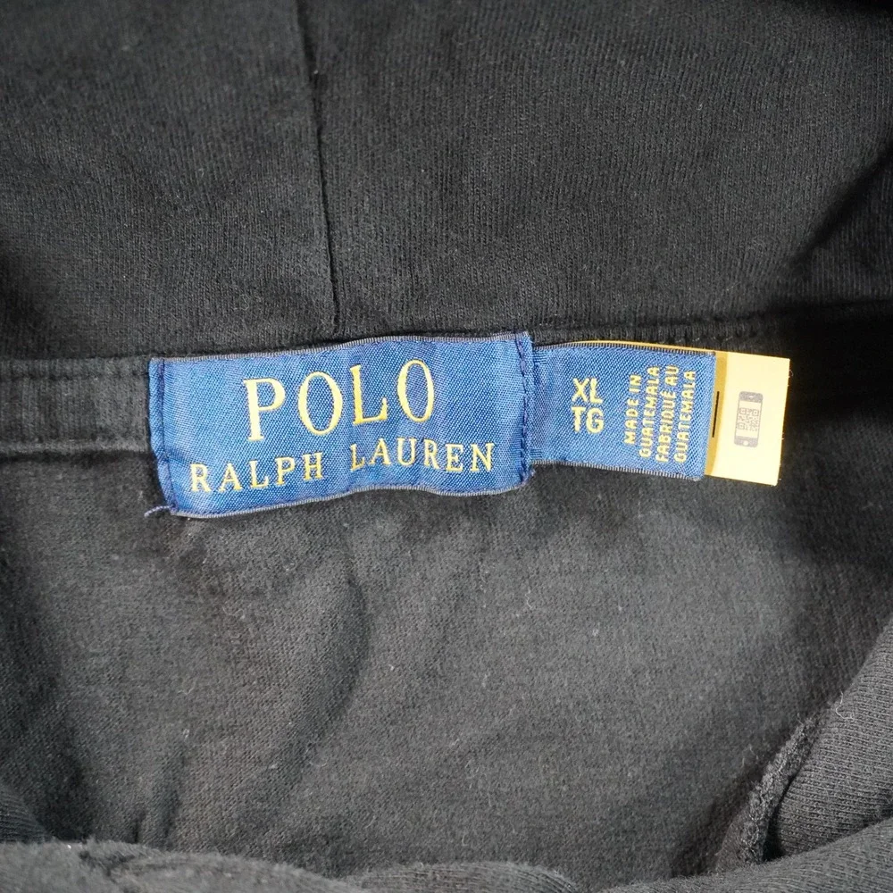 Polo Ralph Lauren Hoodie Mens XL Black Polo Bear Graphic Long Sleeve T-Shirt